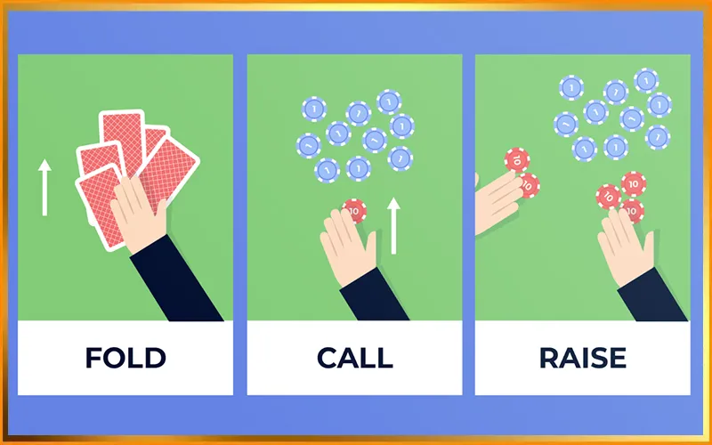 Check, call, raise, fold và all-in trong cách chơi Poker VUA99