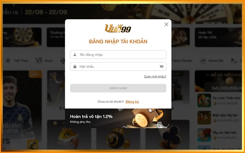 Đăng Ký Đăng Nhập VUA99 Chuẩn 2025 Cho Người Mới 3 Giao diện đăng nhập VUA99 không cần OTP