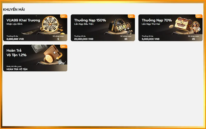 Khuyến mãi slot VUA99, tặng vòng quay, hoàn cược, tích điểm
