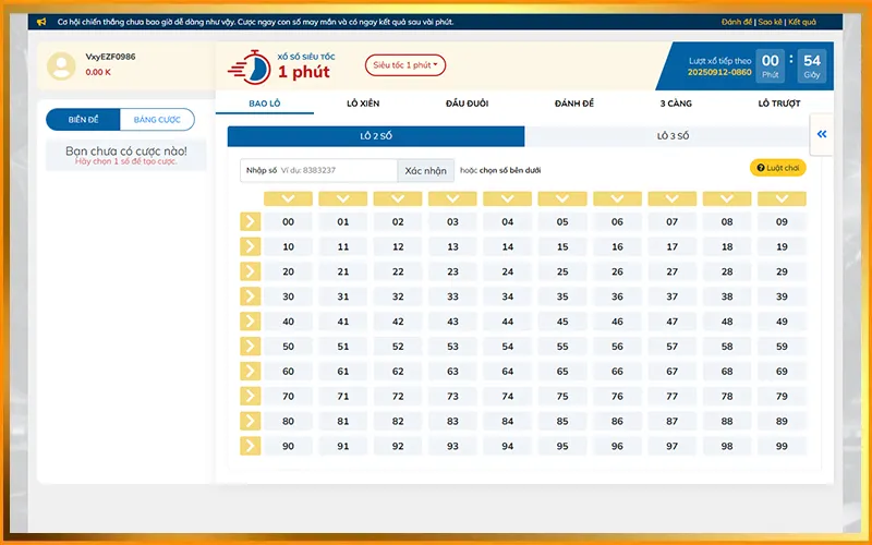 Loại hình lô đề tại VUA99 đa dạng, dễ tiếp cận và hiển thị rõ tỷ lệ